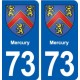 73 Mercury blason autocollant plaque immatriculation ville