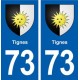 73 Tignes blason autocollant plaque immatriculation ville