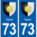 73 Tignes blason autocollant plaque immatriculation ville