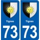 73 Tignes blason autocollant plaque immatriculation ville