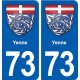 73 Yenne blason autocollant plaque immatriculation ville