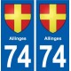 74 Allinges blason autocollant plaque stickers ville