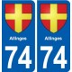 74 Allinges blason autocollant plaque stickers ville