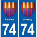 74 Amancy blason autocollant plaque stickers ville