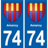 74 Amancy blason autocollant plaque stickers ville