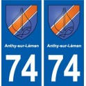 74 Anthy-sur-Léman blason autocollant plaque stickers ville