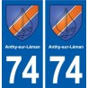 74 Anthy-sur-Léman blason autocollant plaque stickers ville