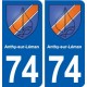 74 Anthy-sur-Léman blason autocollant plaque stickers ville