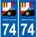 74 Arâches-la-Frasse blason autocollant plaque stickers ville