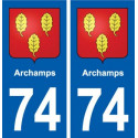 74 Archamps blason autocollant plaque stickers ville