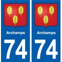74 Archamps blason autocollant plaque stickers ville
