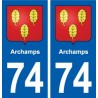 74 Archamps blason autocollant plaque stickers ville