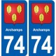 74 Archamps blason autocollant plaque stickers ville