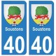 40 Soustons autocollant plaque blason armoiries stickers département ville