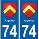 74 Argonay blason autocollant plaque stickers ville