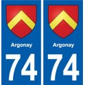 74 Argonay blason autocollant plaque stickers ville