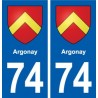 74 Argonay blason autocollant plaque stickers ville