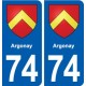 74 Argonay blason autocollant plaque stickers ville