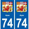 74 Ayse blason autocollant plaque stickers ville
