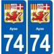 74 Ayse blason autocollant plaque stickers ville