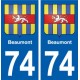 74 Beaumont blason autocollant plaque stickers ville