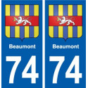 74 Beaumont blason autocollant plaque stickers ville