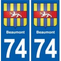 74 Beaumont blason autocollant plaque stickers ville