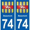 74 Beaumont blason autocollant plaque stickers ville