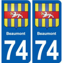 74 Beaumont blason autocollant plaque stickers ville