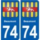 74 Beaumont blason autocollant plaque stickers ville