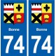 74 Bonne blason autocollant plaque stickers ville