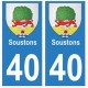 40 Soustons autocollant plaque blason armoiries stickers département ville