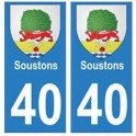 40 Soustons autocollant plaque blason armoiries stickers département ville