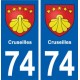74 Cruseilles blason autocollant plaque stickers ville