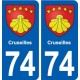 74 Cruseilles blason autocollant plaque stickers ville