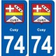 74 Cusy blason autocollant plaque stickers ville