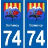 74 Domancy blason autocollant plaque stickers ville