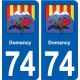 74 Domancy blason autocollant plaque stickers ville