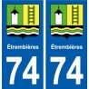 74 Étrembières blason autocollant plaque stickers ville