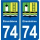 74 Étrembières blason autocollant plaque stickers ville