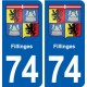 74 Fillinges blason autocollant plaque stickers ville
