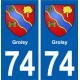 74 Groisy blason autocollant plaque stickers ville