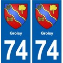 74 Groisy blason autocollant plaque stickers ville