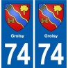 74 Groisy blason autocollant plaque stickers ville