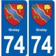 74 Groisy blason autocollant plaque stickers ville