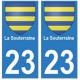 23 La Souterraine autocollant plaque blason armoiries stickers département