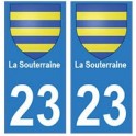23 La Souterraine autocollant plaque blason armoiries stickers département