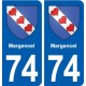 74 Margencel blason autocollant plaque stickers ville