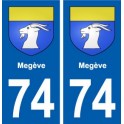 74 Megève blason autocollant plaque stickers ville