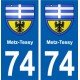 74 Metz-Tessy blason autocollant plaque stickers ville